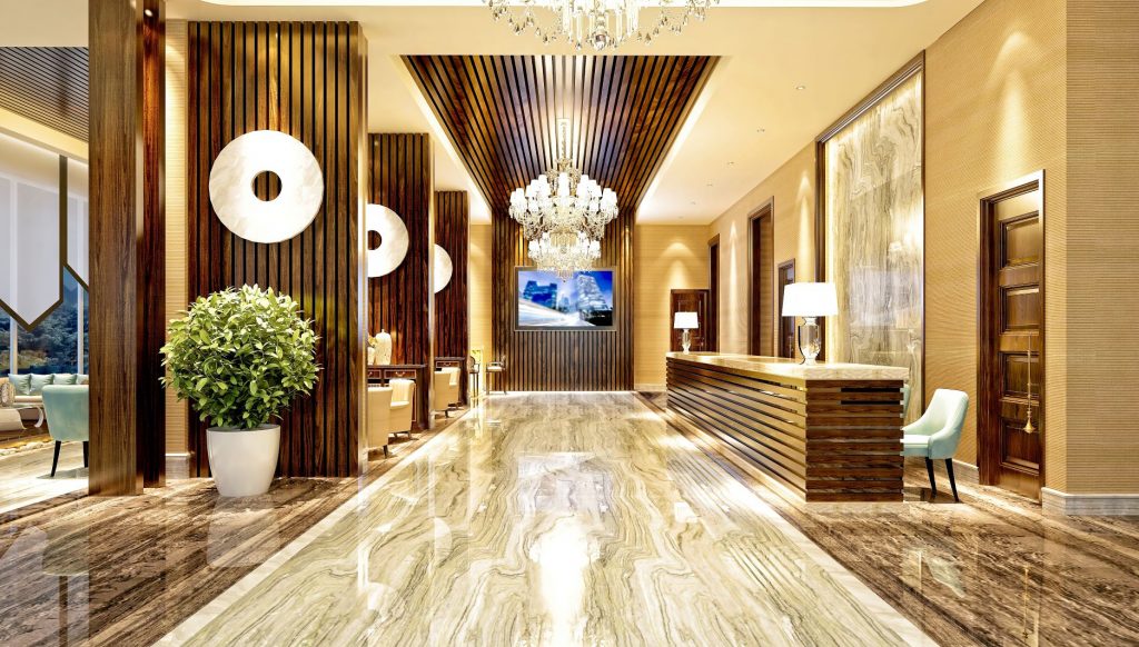 ornate hotel lobby