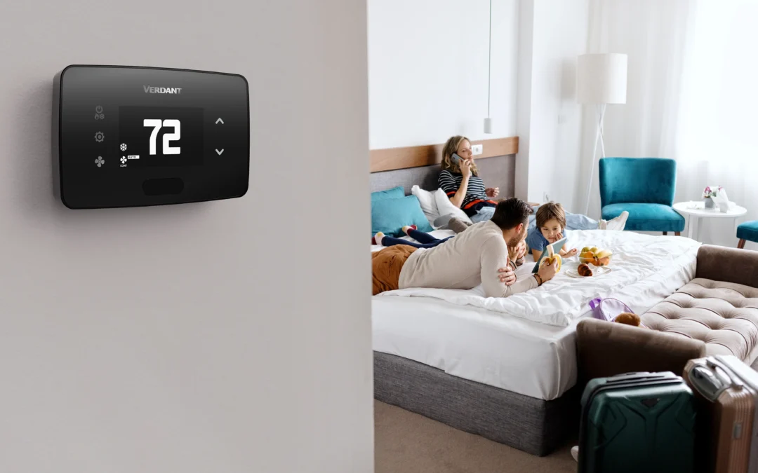 Verdant smart energy management thermostat installed in a hotel